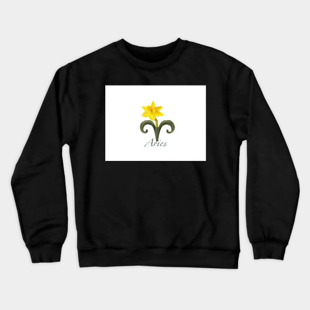 Aries’ Daffodil with Title Crewneck Sweatshirt by Kate-Casanova